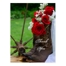 Rustic Roses Country Wedding Thank You Postcard