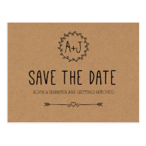 Rustic Save the Date / Kraft Paper Save the date Postcard