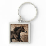 Rustic Sepia Galloping Horse Key Chains