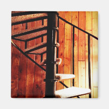 Rustic Spiral Staircase at Cabin Refrigerator Magnet