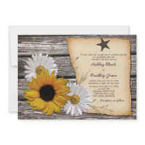 Rustic Sunflower Daisy Wedding Invitation