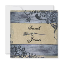 Rustic Tropical Wedding Invitation Blue Barn Board
