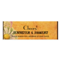 Rustic Watercolor Daisies Wedding Drink Tickets Business Card Templates