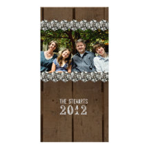 Rustic Wood and Rhinestones Photo Christmas Card Custom Photo Card