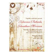 Rustic Wood Birdcage Wedding Invitation
