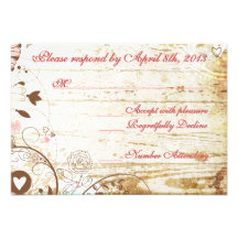 Rustic Wood Birdcage Wedding RSCP Reception Card