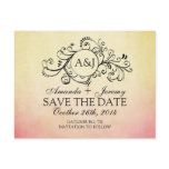 Rustic Yellow and Pink Bohemian Save The Date Postcard