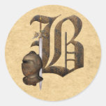 Rusty Knights Initial B Round Stickers