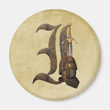 Rusty Knights Initial I Refrigerator Magnet