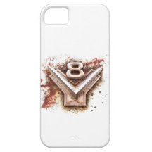 Rusty old chrome V8 badge from a classic car iPhone 5 Cases