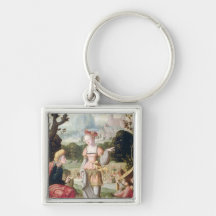 Ruth and Naomi in the field of Boaz, c.1530-40 Keychain