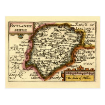 "Rutlandeshire" (Rutlandshire) Rutland County Map Post Cards