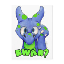 RWAR? (Blue) Cute baby dragon roaring Postcard