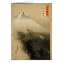 Ryu Sho Ten Dragon Rising to Heaven by Ogata Gekko Greeting Card