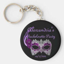 "____'s Bachelorette Party" - Royal Purple Mask Keychain