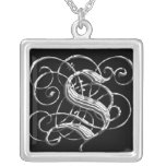 S Black Silver Monogram Initial Pendant S