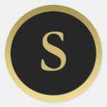 S :: Monogram S Elegant Gold and Black Sticker
