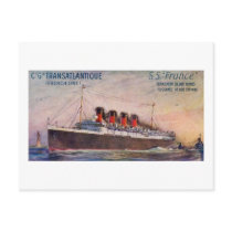 S.S. France Vintage Steamship Postcard