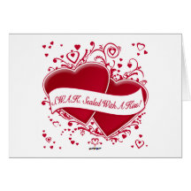 S.W.A.K. Sealed With A Kiss! Red Hearts Greeting Cards