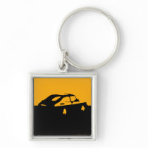 Saab 900 SPG/Aero - Yellow on dark bkgd keychain