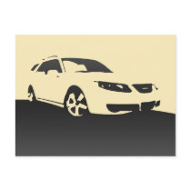 Saab 9-5 Aero front - Charcoal on cream background Post Cards