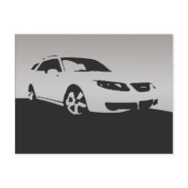 Saab 9-5 Aero front - Grey on charcoal background Postcards
