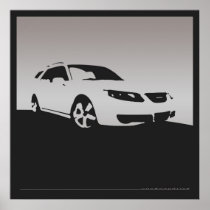 Saab 9-5 Aero front - Grey on charcoal background Print