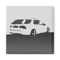 Saab 9-5 Aero rear - Charcoal on light backround Magnets