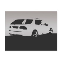 Saab 9-5 Aero rear  - Grey on charcoal background Post Cards
