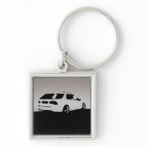 Saab 9-5 Aero rear - Grey on dark background Keychain