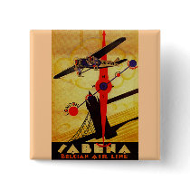 Sabena Art Deco Compass Pinback Button
