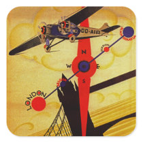 Sabena Art Deco Compass Square Stickers