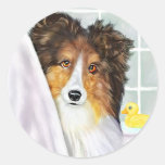 Sable Sheltie Bath Round Sticker