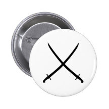 Sabre sword crossed pinback buttons