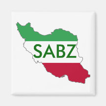 "SABZ" Iran Flag Map Fridge Magnets