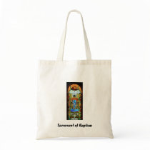 Sacrament of Baptism Stained Glass Art Canvas Bags