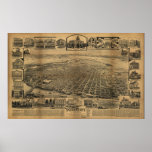 Sacramento California Antique Panoramic Map