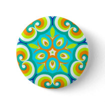 Sacred Geometry Fractal Star Flower Button Pin