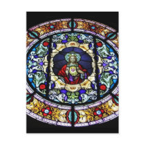 Sacred Heart of Jesus Stained Glass Window Postcard