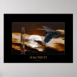 SACRED Raven, Moon & Totem Pole Art Poster posters