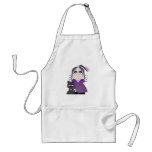 Sad Gothic Girl And Cat In Purple Aprons
