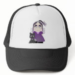 Sad Gothic Girl And Cat In Purple