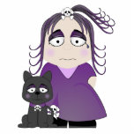 Sad Gothic Girl And Cat In Purple