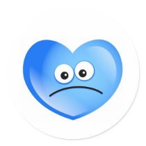Sad Heart Round Stickers