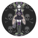 "Sadie" Punk Fly Faery Cute Skull Stickers