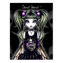 Sadie's  "Come Home ! " Gothic Fairy Postcard
