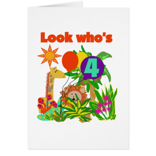Safari 4th Birthday Tshirts and Gifts Card