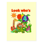 Safari 4th Birthday Tshirts and Gifts Post Cards