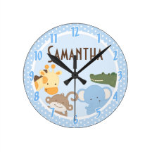 Safari Adventure Jungle Zoo Personalised Clock