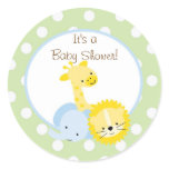 safari animals baby shower  sticker cute fun